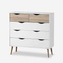 Modern scandinavian style white oak 5-drawer chest Kiricap Offers
