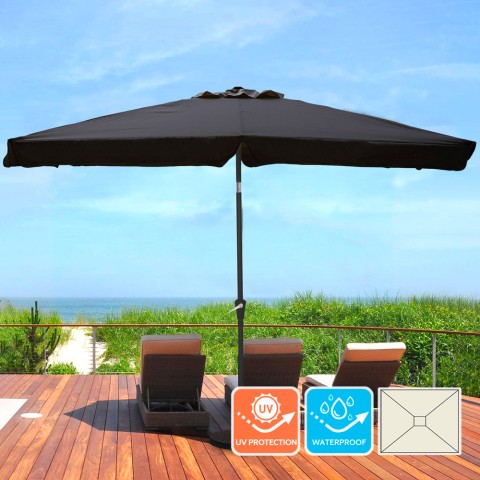 Rios Dark 3x2 black rectangular garden umbrella with central pole Promotion