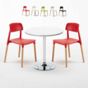 Long Island Set Made of a 70cm White Round Table and 2 Colourful Barcellona Chairs Promotion