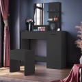 Makeup station with mirror, drawer and black stool - Suzie Black Promotion