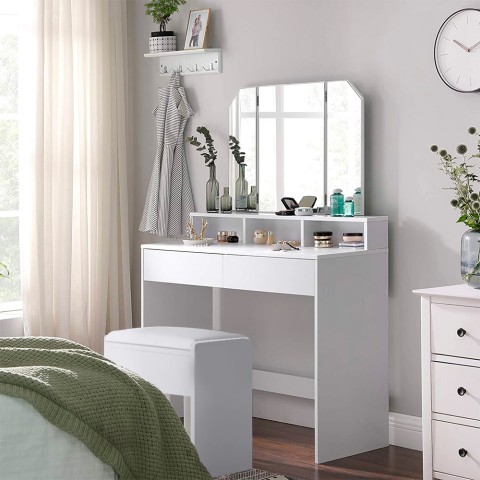 Makeup console with 2 drawers, mirror and stool Maggie. Promotion