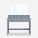 Make-up station with mirror, 2 drawers and grey stool Maggie Grey. On Sale