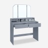 Make-up station with mirror, 2 drawers and grey stool Maggie Grey. Offers