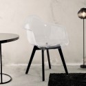 Transparent modern armchair with wooden legs Arinor Sale