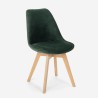 Scandinavian design chair in velvet and wood with cushion for kitchen bar restaurant Dolphin Lux Model