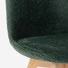 Scandinavian design chair in velvet and wood with cushion for kitchen bar restaurant Dolphin Lux Measures