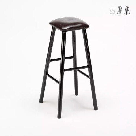 Hardness style industrial metal stool with leatherette cushion Promotion