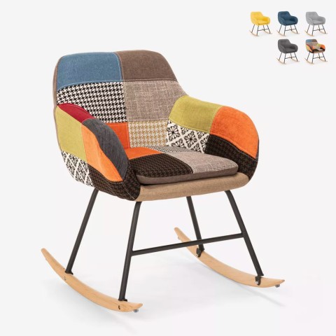 Rocking chair modern design patchwork fabric Woodpecker Promotion