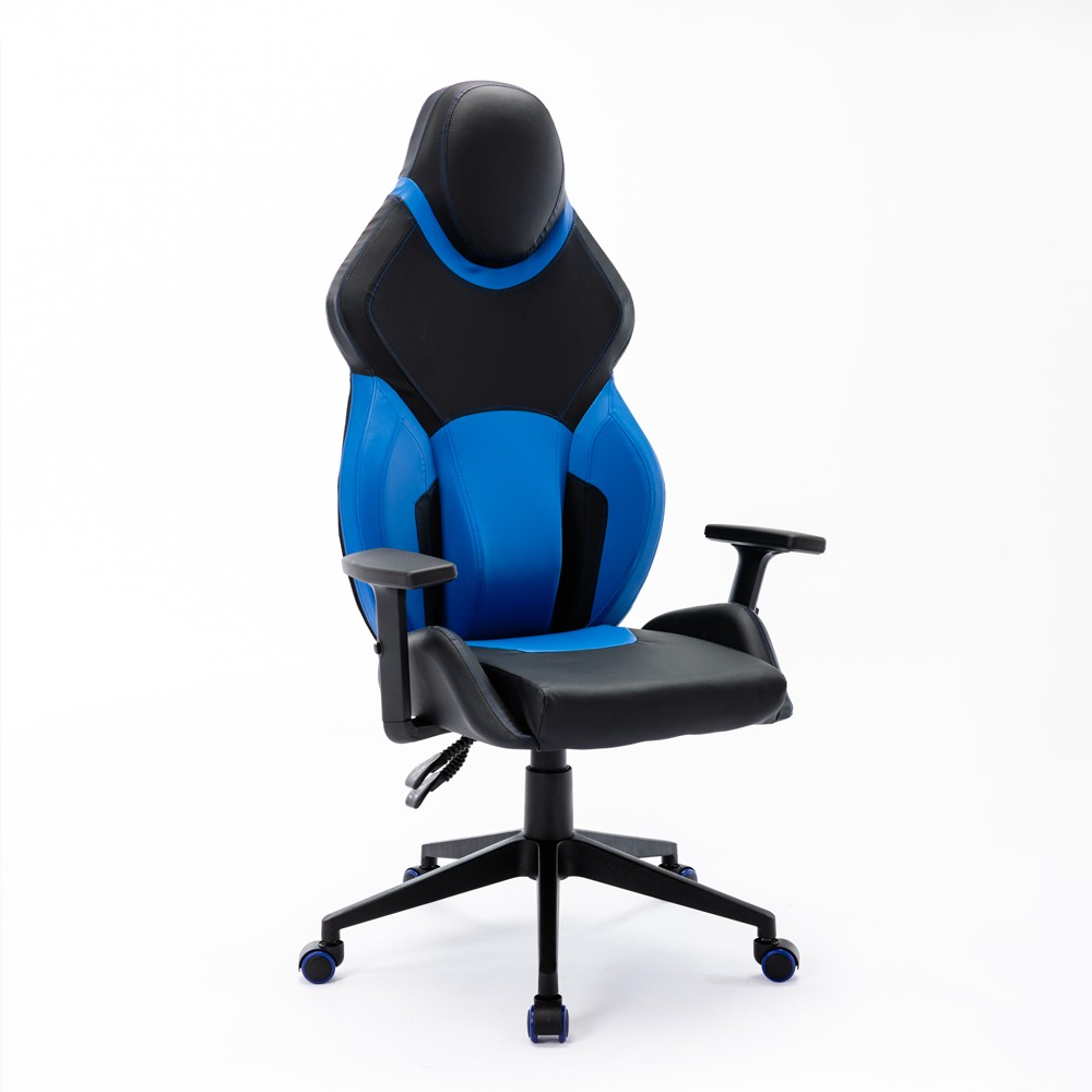 Portimao Sky Ergonomic Gaming Chair in Black and Blue Faux Leather