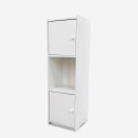 Bathroom column cabinet with 2 doors, object storage and open shelf Hjalpo Discounts
