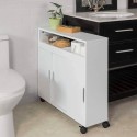 Bathroom mobile cabinet with wheels and 2 sliding doors Kokua Offers