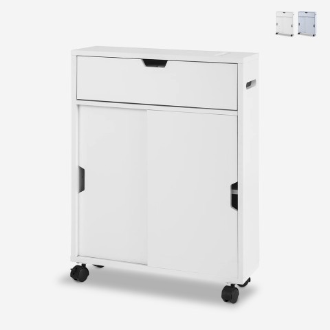 Bathroom space-saving mobile cabinet with sliding doors Gitseg Promotion