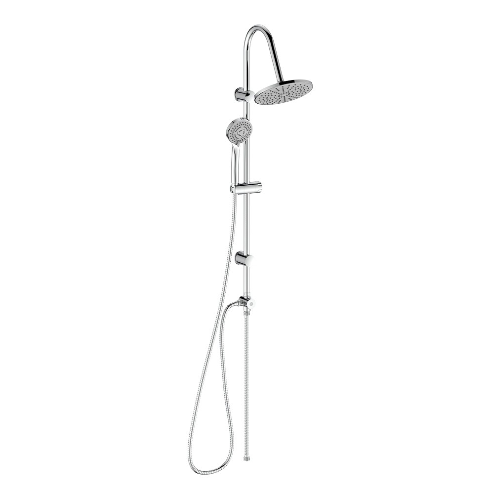 Shower Column with Round Showerhead and Handheld Shower in Chrome Steel Win