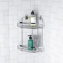 Corner shower shelf in two-level stainless steel for Compact bathroom On Sale