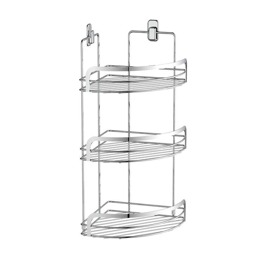 Compact Corner Three-Tier Chrome Shower Shelf Promotion