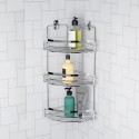 Compact Corner Three-Tier Chrome Shower Shelf On Sale