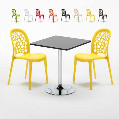 Mojito Set Made of a 70x70cm Black Square Table and 2 Colourful WEDDING Chairs Promotion