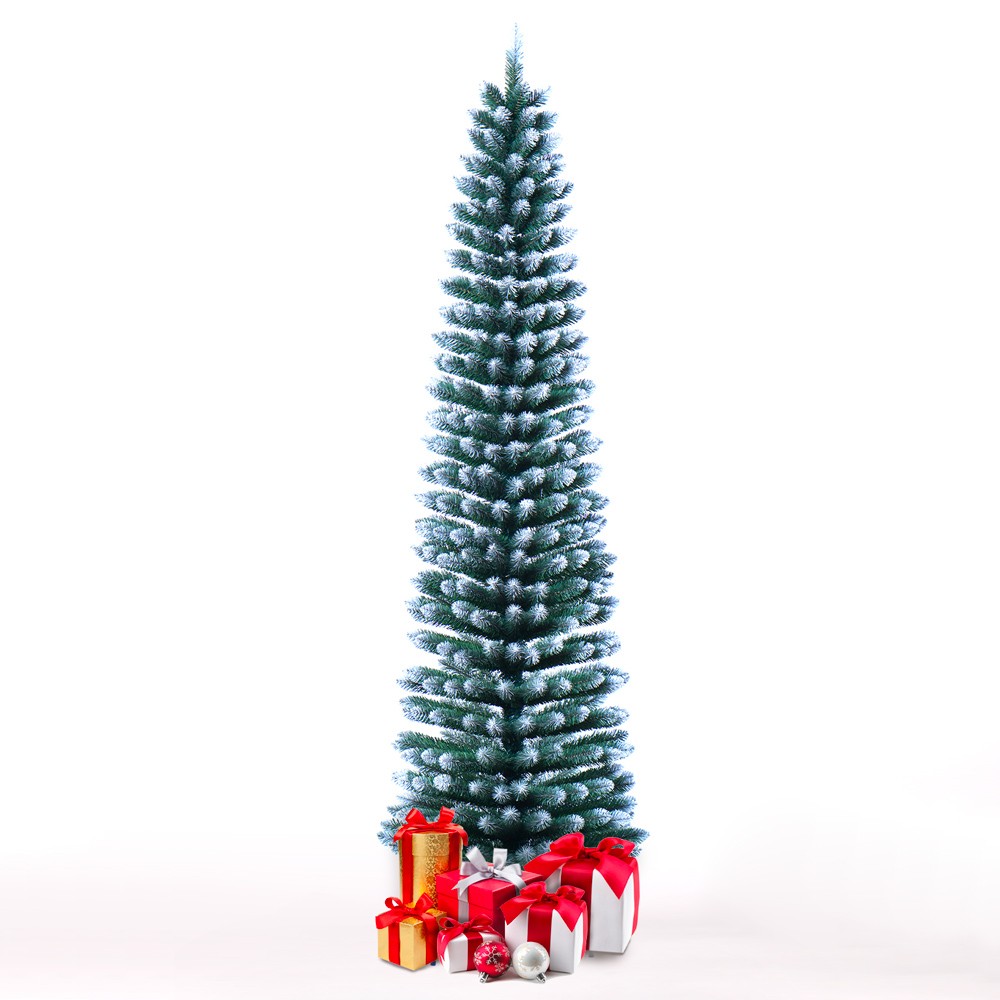 Artificial slim 210cm space-saving snow-covered Christmas tree Kalevala