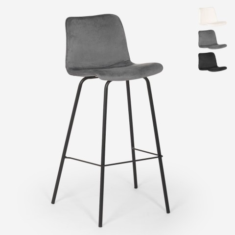 High fixed bar kitchen stool in modern velvet design Dett Promotion