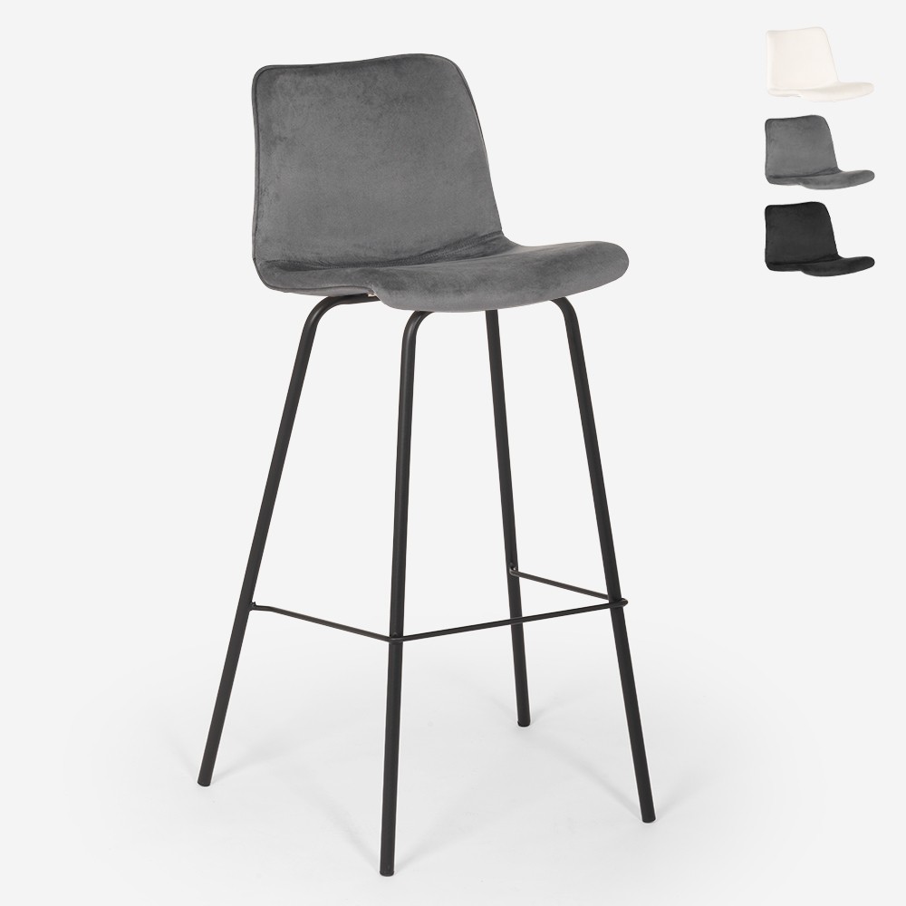 High fixed bar kitchen stool in modern velvet design Dett