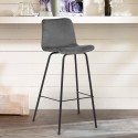 High fixed bar kitchen stool in modern velvet design Dett Sale