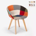 Nordic design patchwork chair wood and fabric kitchen bar restaurant Pigeon On Sale