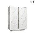 High sideboard storage unit with 4 marble doors 92x43x145 Madera Promotion