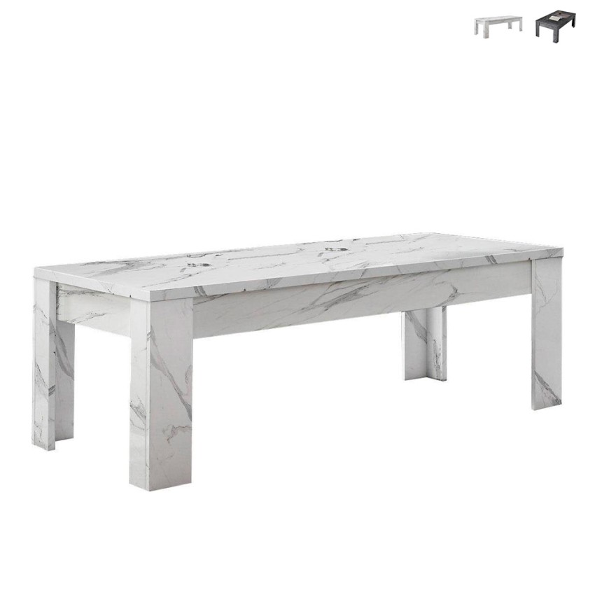 Low coffee table 122x65 marble effect living room lounge Wilson. On Sale