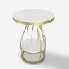 Round coffee table in golden metal and marble 45x63cm Neep L Discounts
