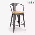 Lix style high stool industrial design bar kitchen steel wood back light Promotion