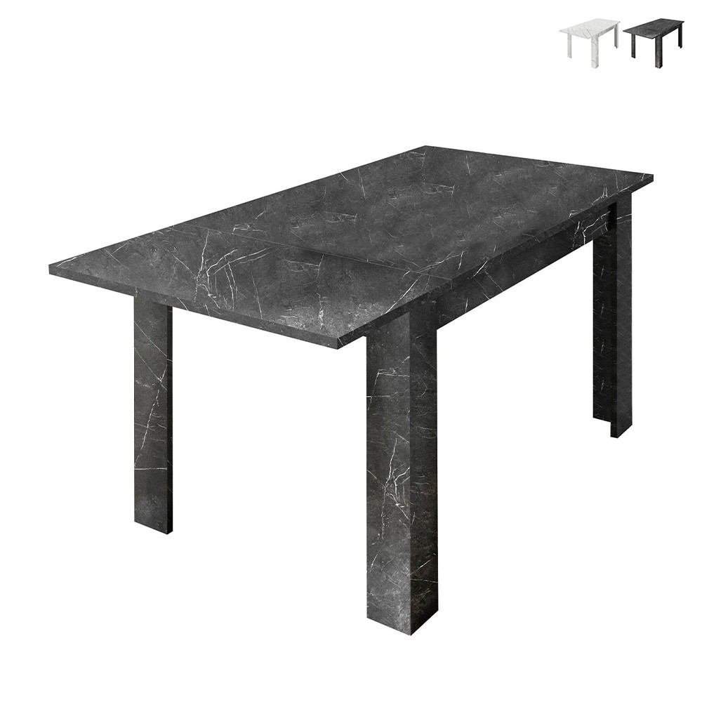 Extendable marble effect dining table 90x137-185cm modern Auris