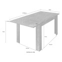 Extendable marble effect dining table 90x137-185cm modern Auris Measures