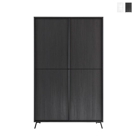 Mobile wardrobe 4 doors modern high sideboard living room 104x174cm Perham Promotion