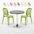 Cosmopolitan Set Made of a 70cm Black Round Table and 2 Colourful WEDDING Chairs Promotion