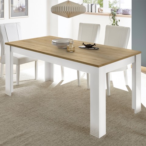 Table 180x90cm glossy white oak kitchen dining room Bellerose Promotion