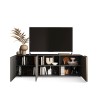 Modern design TV stand with 3 gray wood doors 181x44x59cm Suite Model