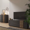 Modern design TV stand with 3 gray wood doors 181x44x59cm Suite Measures