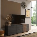 Modern design TV stand with 3 gray wood doors 181x44x59cm Suite Cost