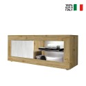 Modern TV stand with wheels 140x43cm white wood door Diver WB Basic Offers