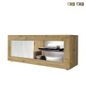 Modern TV stand with wheels 140x43cm white wood door Diver WB Basic Promotion
