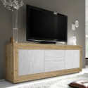TV cabinet mobile 210cm in wood with 2 doors and 2 drawers white Visio WB Sale