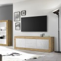 TV cabinet mobile 210cm in wood with 2 doors and 2 drawers white Visio WB Cost