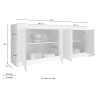 Credenza madia living room buffet 207cm in wood 4 doors white Altea WB Cost