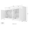 Kitchen sideboard in wood 160x42cm 3 doors white Modis WB Basic Bulk Discounts