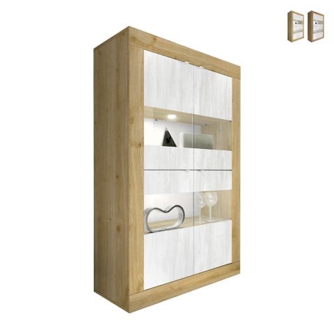 Modern living room display case with 4 white wooden doors 102x43cm Tina WB Basic Promotion