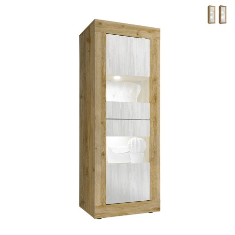 Living room showcase wooden 2-door white glass Nina WB Basic Promotion