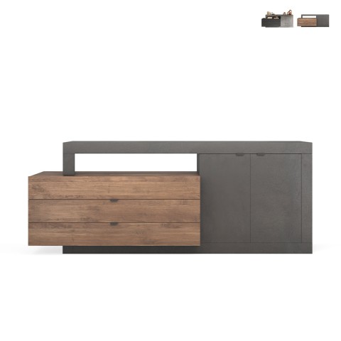 Madia credenza 2 doors 3 drawers modern design 200x42x82cm Milton Promotion