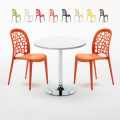 Long Island Set Made of a 70cm White Round Table and 2 Colourful WEDDING Chairs Promotion