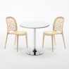 Long Island Set Made of a 70cm White Round Table and 2 Colourful WEDDING Chairs Measures