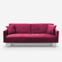 Modern 3-seater sofa bed clic clac design in Villolus velvet fabric Measures